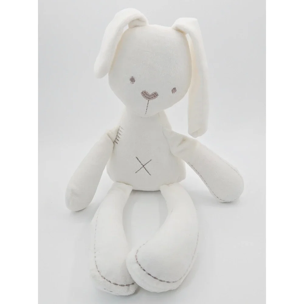 BBSKY White Plush Bunny Rabbit Hand Stitched Embroidered Soft Stuffed Animal 14
